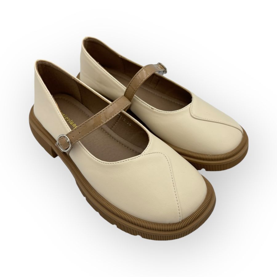 Giày Búp Bê Nữ TGG 1622-3 Màu Trắng Da Pu Size 38