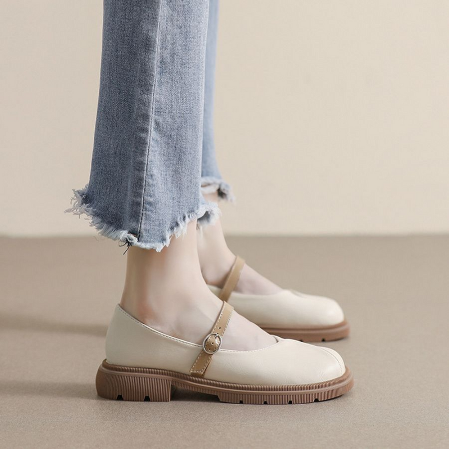 Giày Búp Bê Nữ TGG 1622-3 Màu Trắng Da Pu Size 38