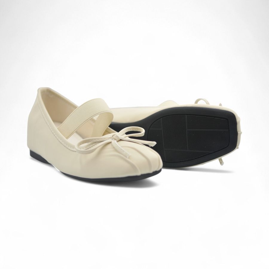 Giày Búp Bê Nữ TGG 319-3 Màu Trắng Da Pu Size 37