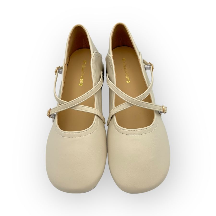 Giày Búp Bê Nữ TGG 601-1 Màu Trắng Da Mềm Size 37