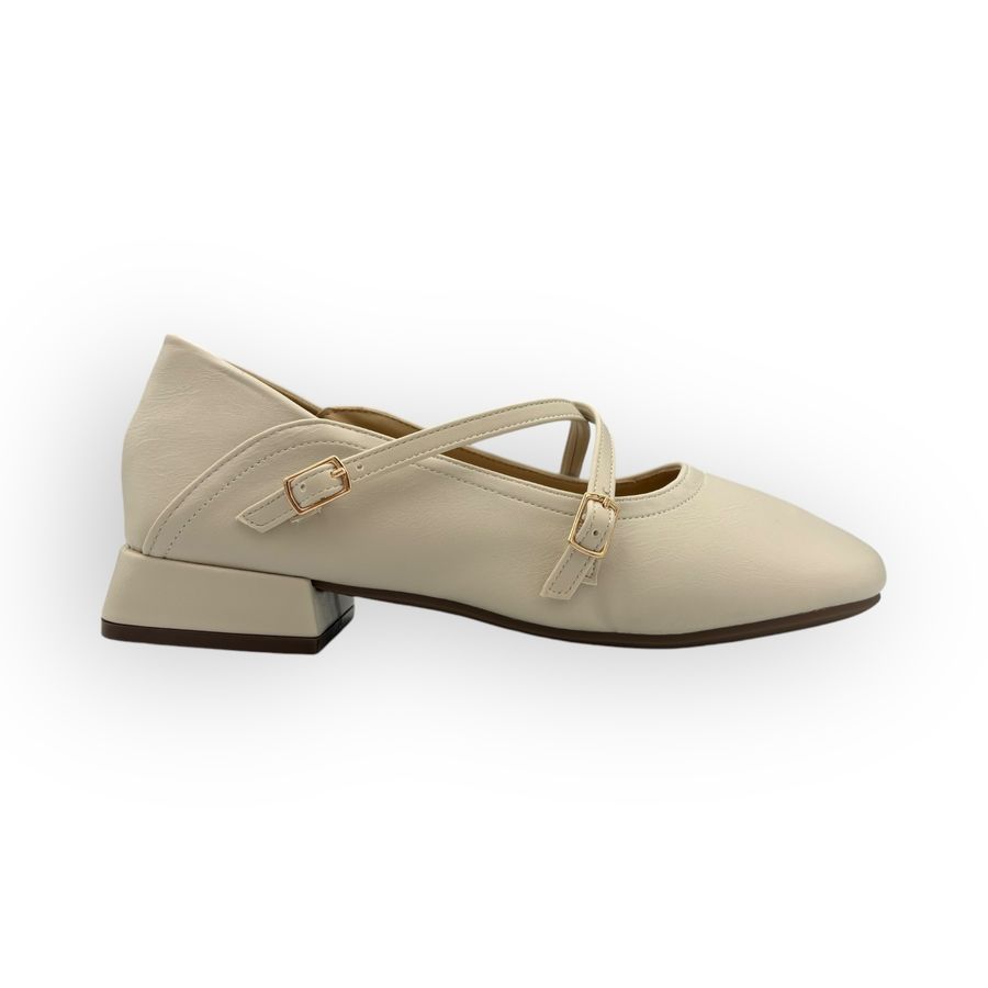 Giày Búp Bê Nữ TGG 601-1 Màu Trắng Da Mềm Size 38