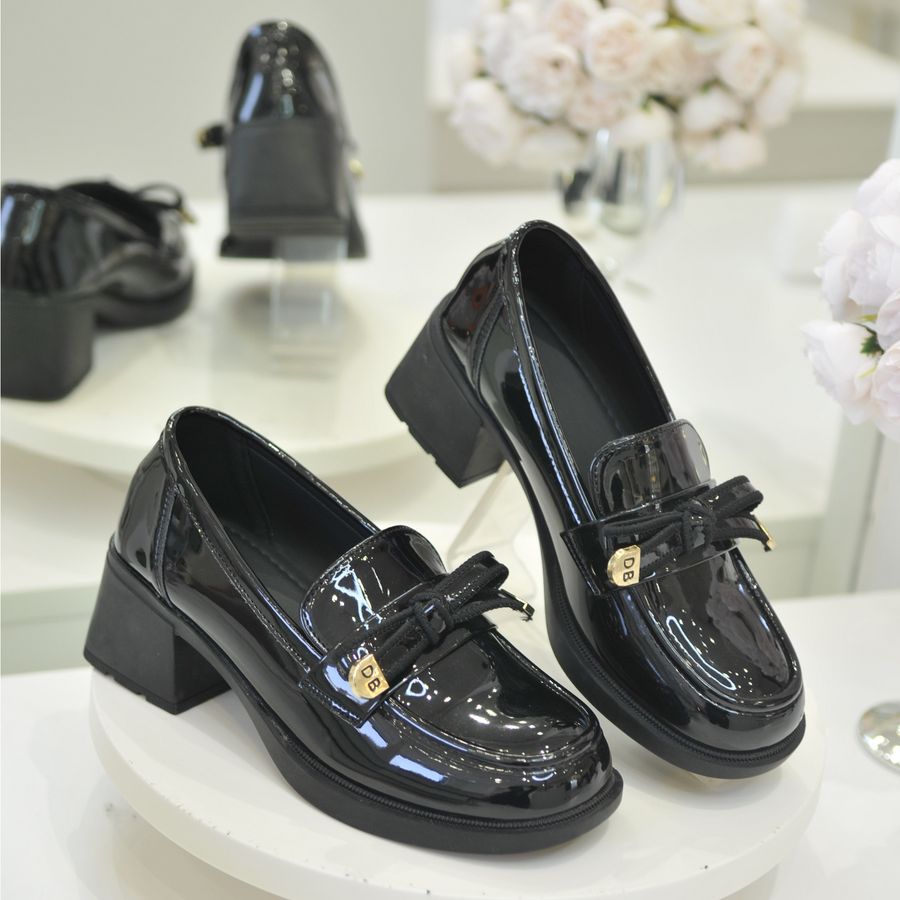 Giày Búp Bê Nữ TGG 6127-3 Da Bóng Màu Đen Size 38
