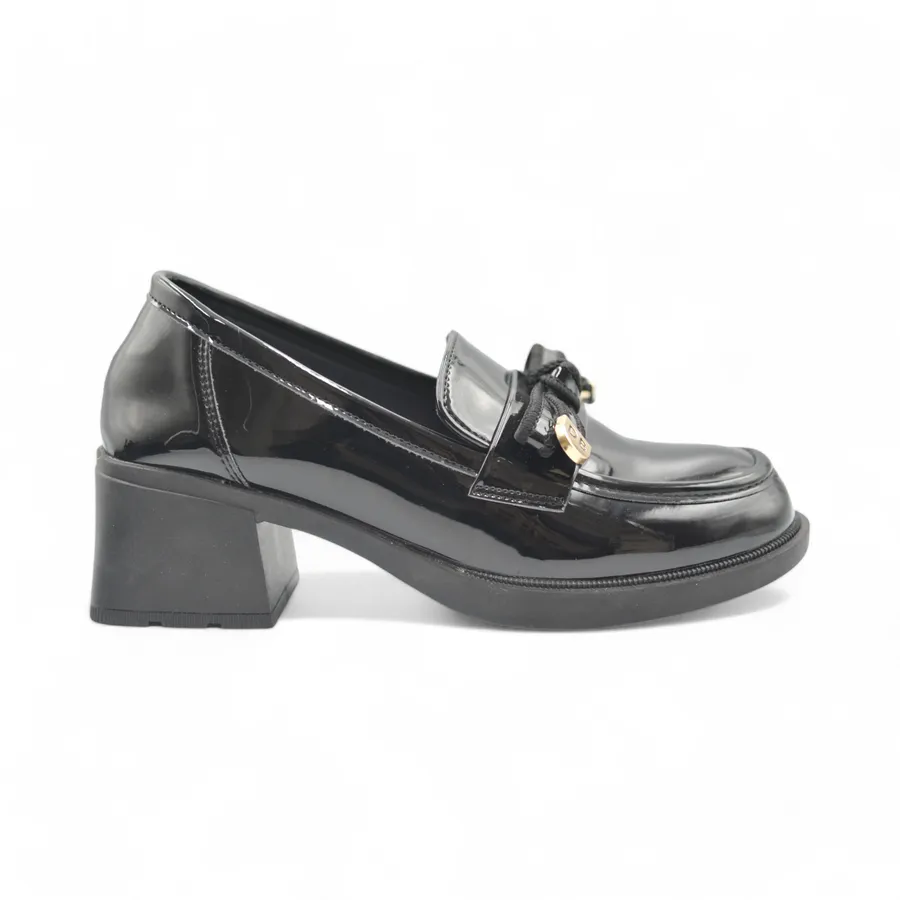 Giày Búp Bê Nữ TGG 6127-3 Da Bóng Màu Đen Size 39