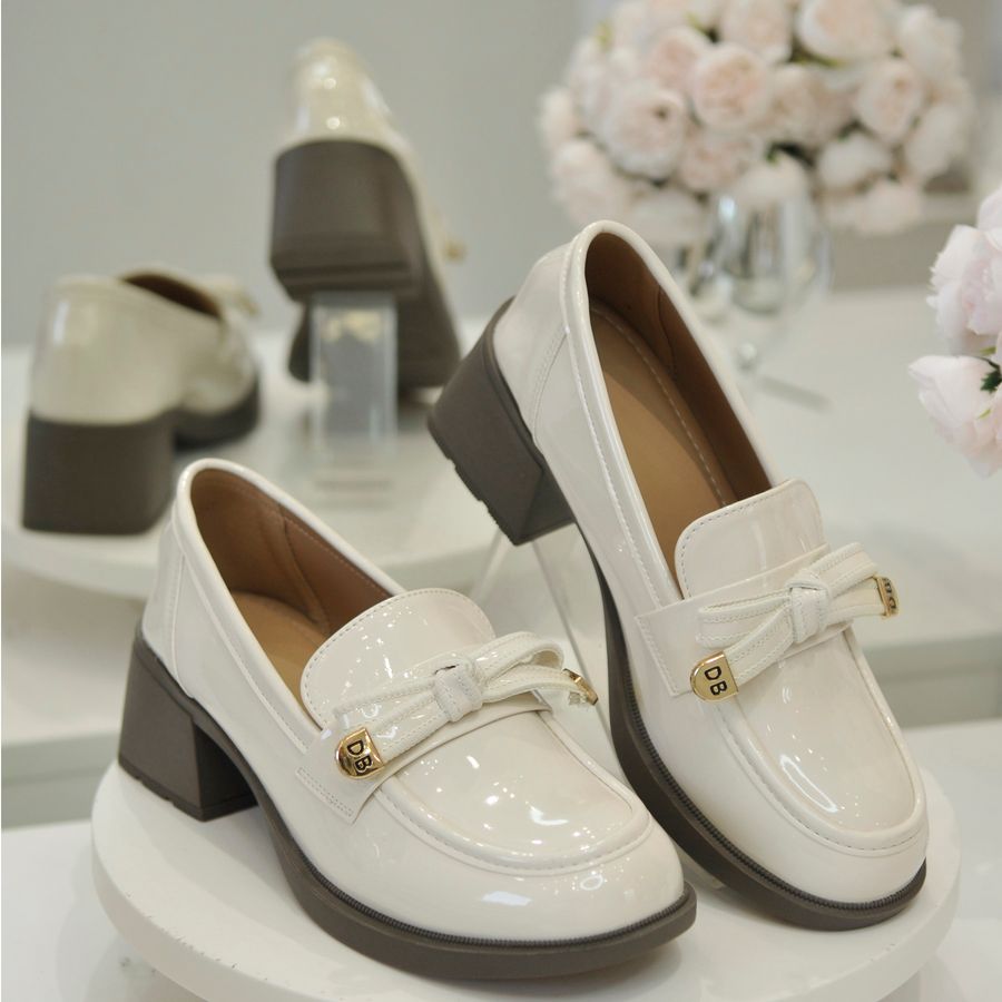 Giày Búp Bê Nữ TGG 6127-3 Da Bóng Màu Trắng Size 37