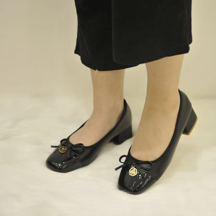 Giày Búp Bê Nữ TGG 616-613 Da Lì Màu Đen Size 36