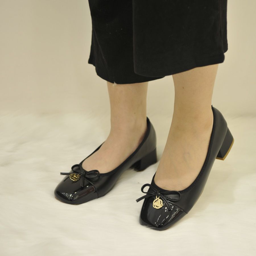 Giày Búp Bê Nữ TGG 616-613 Da Lì Màu Đen Size 37
