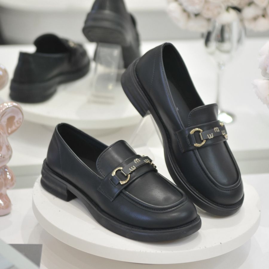 Giày Búp Bê Nữ TGG 9618 Da Lì Màu Đen Size 35