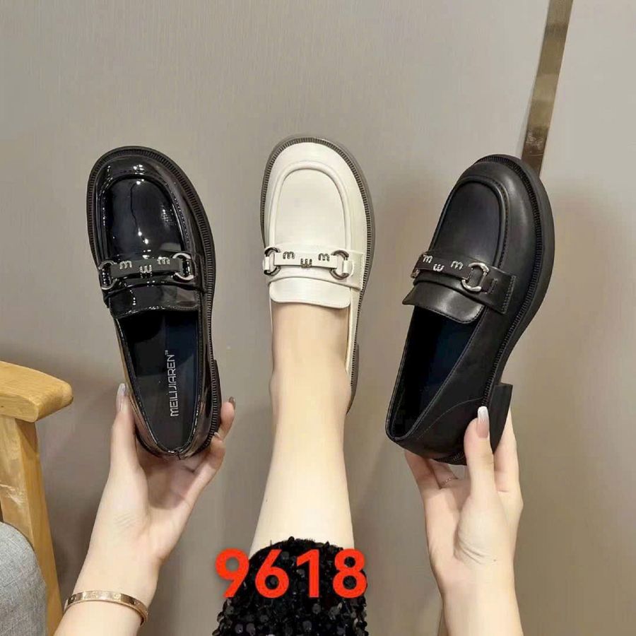 Giày Búp Bê Nữ TGG 9618 Da Lì Màu Đen Size 35