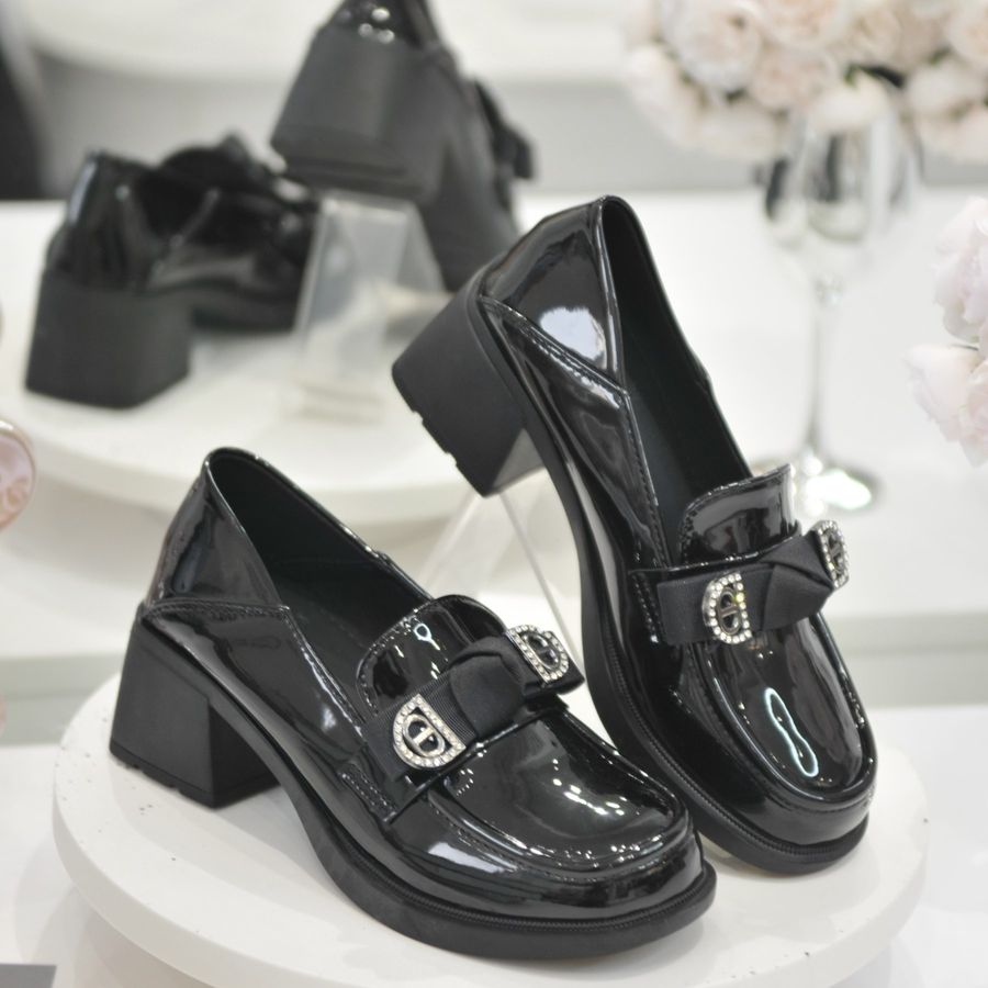 Giày Búp Bê Nữ TGG A2807 Da Bóng Màu Đen Size 39