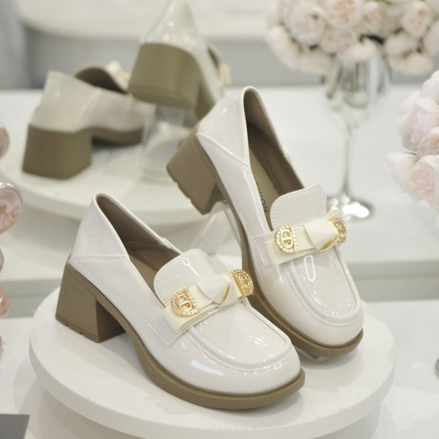 Giày Búp Bê Nữ TGG A2807 Da Bóng Màu Trắng Size 37