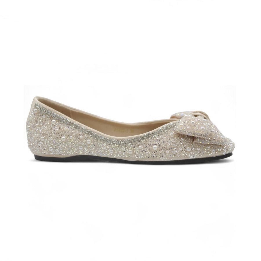 Giày Búp Bê Nữ TGG A5933-1V Màu Trắng Vải Sequin Size 36