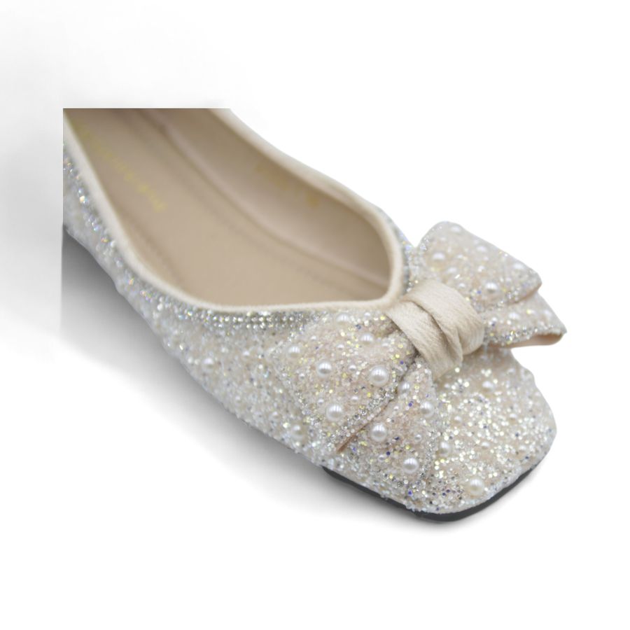 Giày Búp Bê Nữ TGG A5933-1V Màu Trắng Vải Sequin Size 36