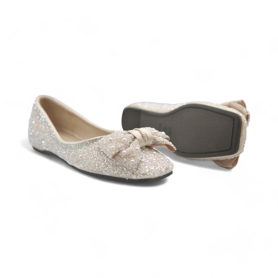 Giày Búp Bê Nữ TGG A5933-1V Màu Trắng Vải Sequin Size 36