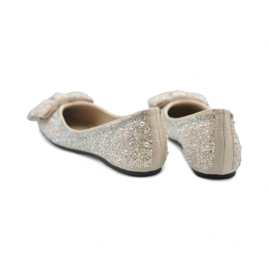 Giày Búp Bê Nữ TGG A5933-1V Màu Trắng Vải Sequin Size 36