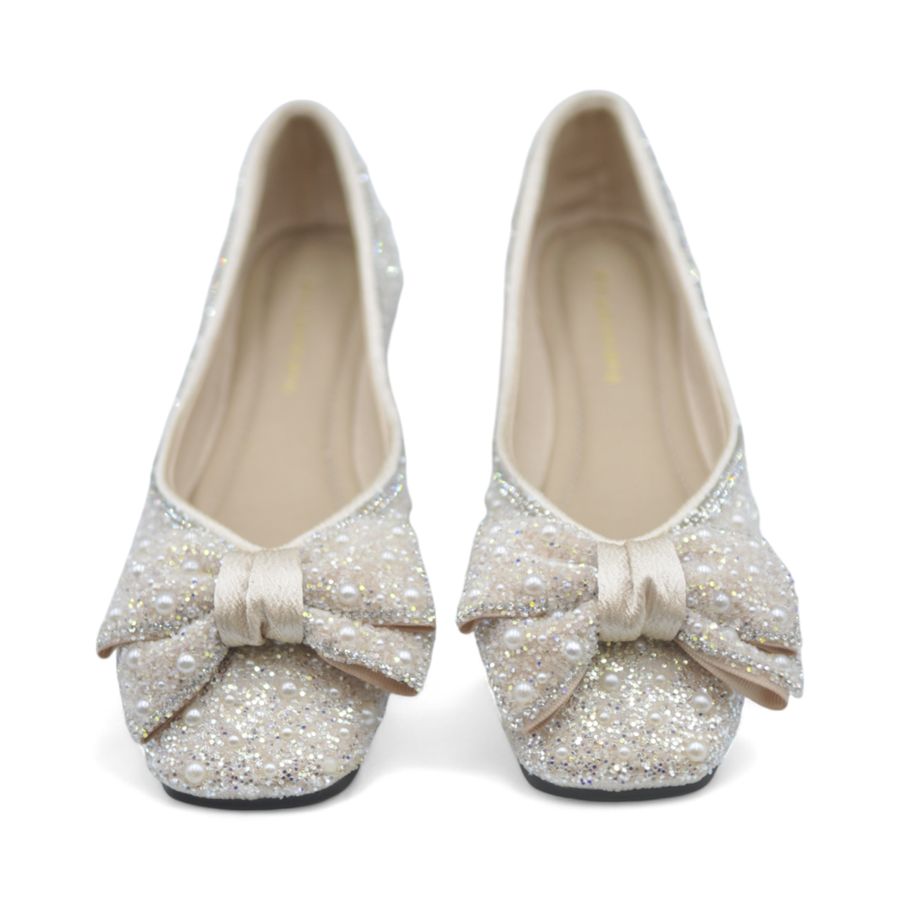 Giày Búp Bê Nữ TGG A5933-1V Màu Trắng Vải Sequin Size 36