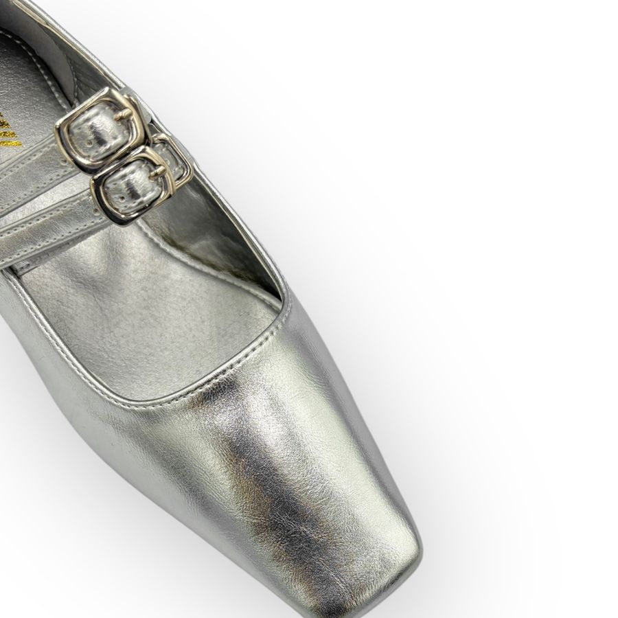 Giày Búp Bê Nữ TGG D211-35 Màu Bạc Da Mềm Size 39