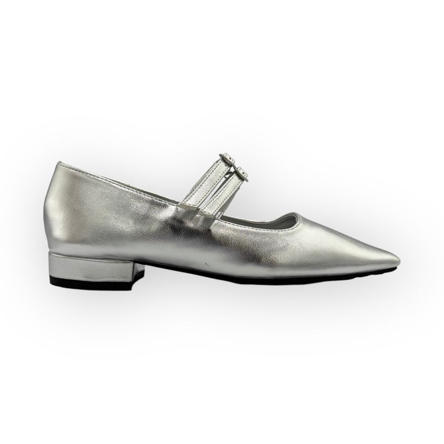 Giày Búp Bê Nữ TGG D211-35 Màu Bạc Da Mềm Size 39