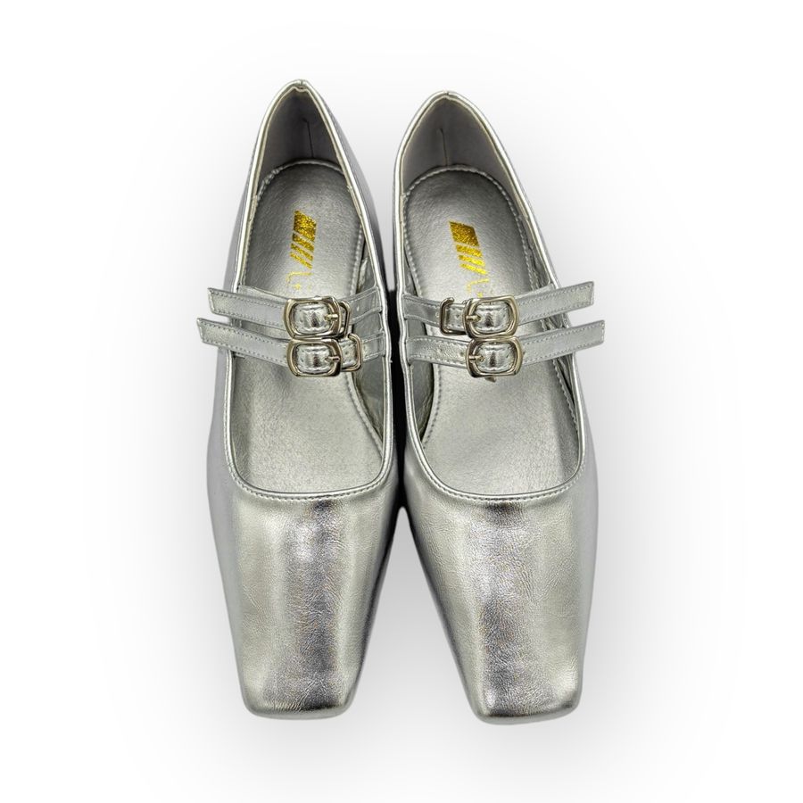Giày Búp Bê Nữ TGG D211-35 Màu Bạc Da Mềm Size 39