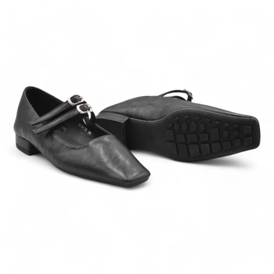 Giày Búp Bê Nữ TGG D211-35 Màu Đen Da Mềm Size 35