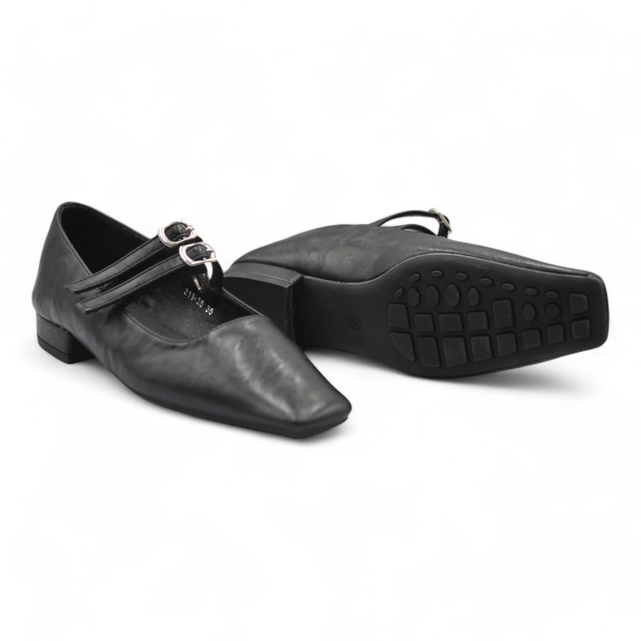Giày Búp Bê Nữ TGG D211-35 Màu Đen Da Mềm Size 36