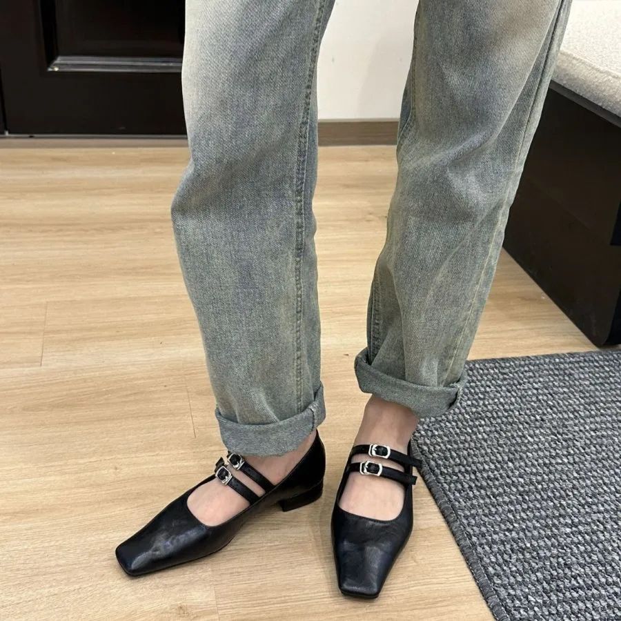 Giày Búp Bê Nữ TGG D211-35 Màu Đen Da Mềm Size 37
