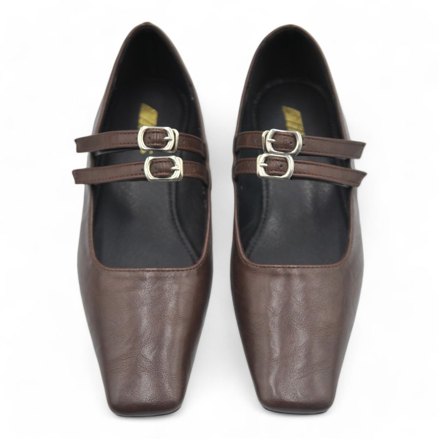 Giày Búp Bê Nữ TGG D211-35 Màu Nâu Da Mềm Size 38