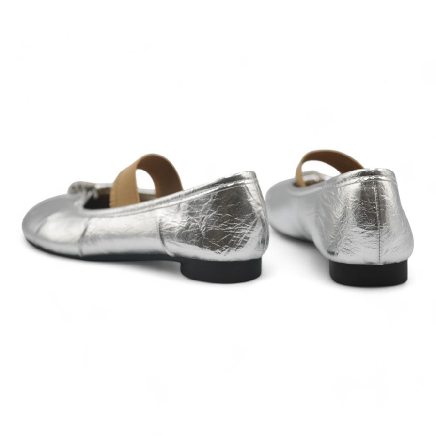 Giày Búp Bê Nữ TGG D5928-1 Màu Bạc Da Mềm Size 35