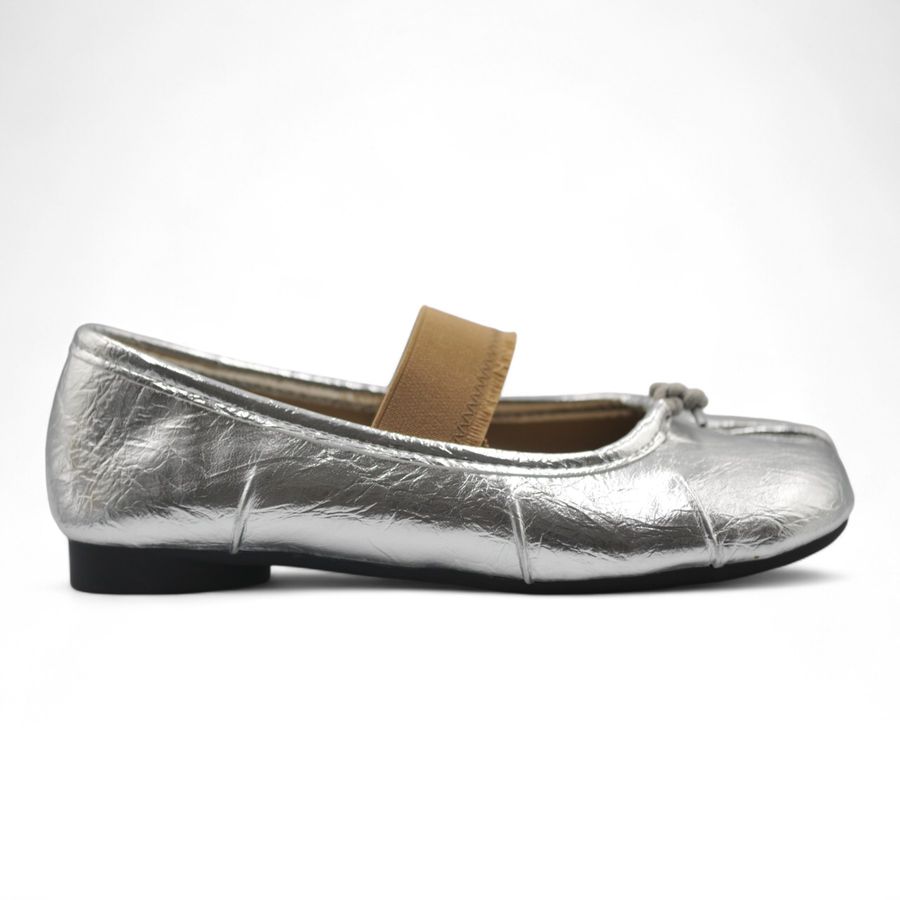 Giày Búp Bê Nữ TGG D5928-1 Màu Bạc Da Mềm Size 39
