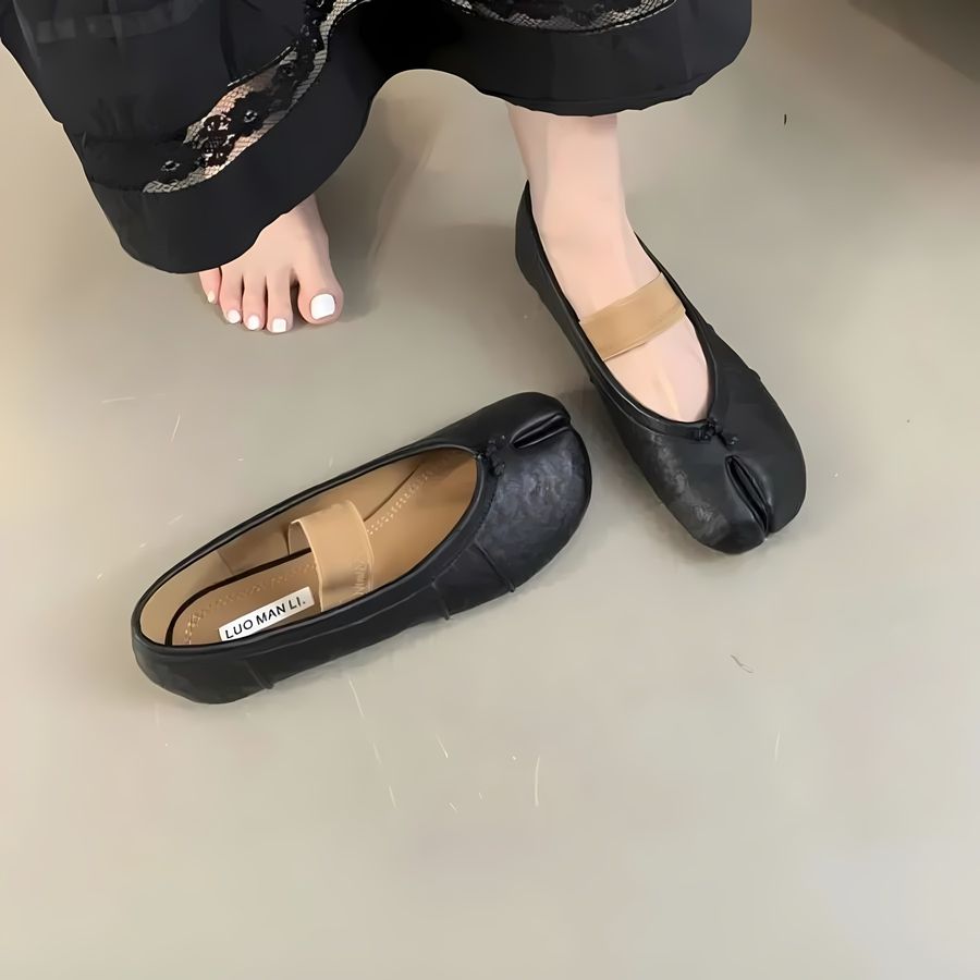Giày Búp Bê Nữ TGG D5928-1 Màu Đen Da Mềm Size 35
