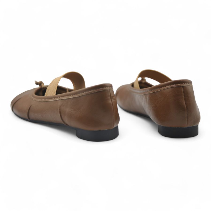 Giày Búp Bê Nữ TGG D5928-1 Màu Nâu Da Mềm Size 38