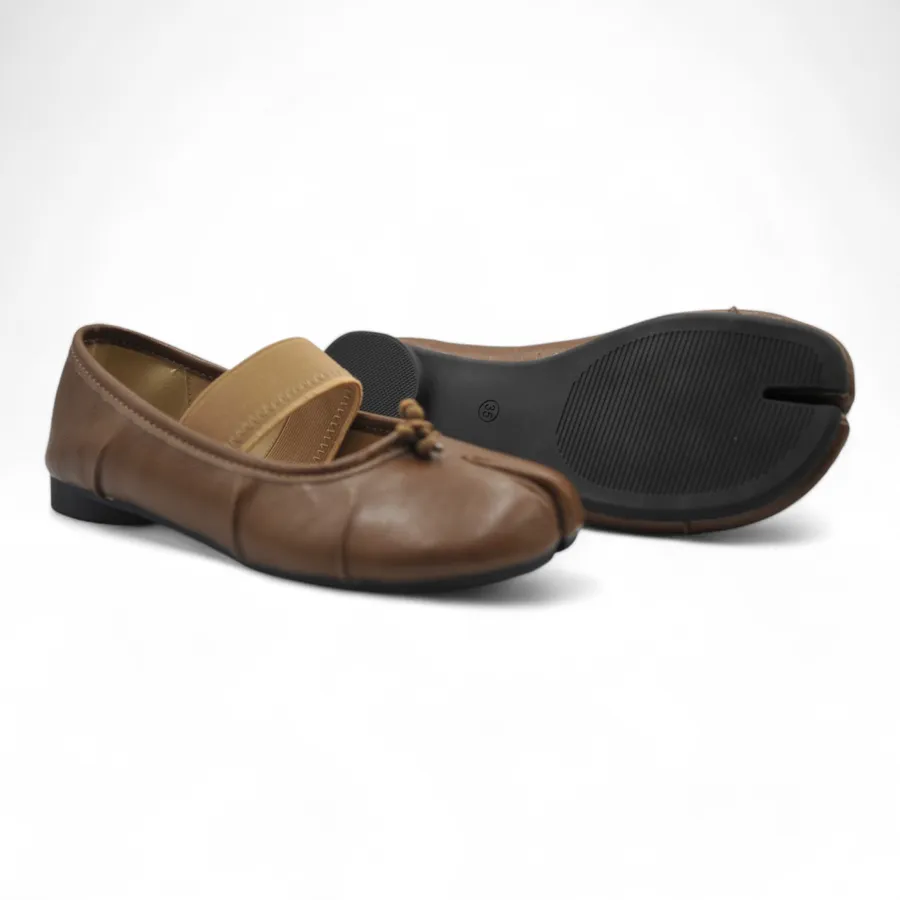 Giày Búp Bê Nữ TGG D5928-1 Màu Nâu Da Mềm Size 39