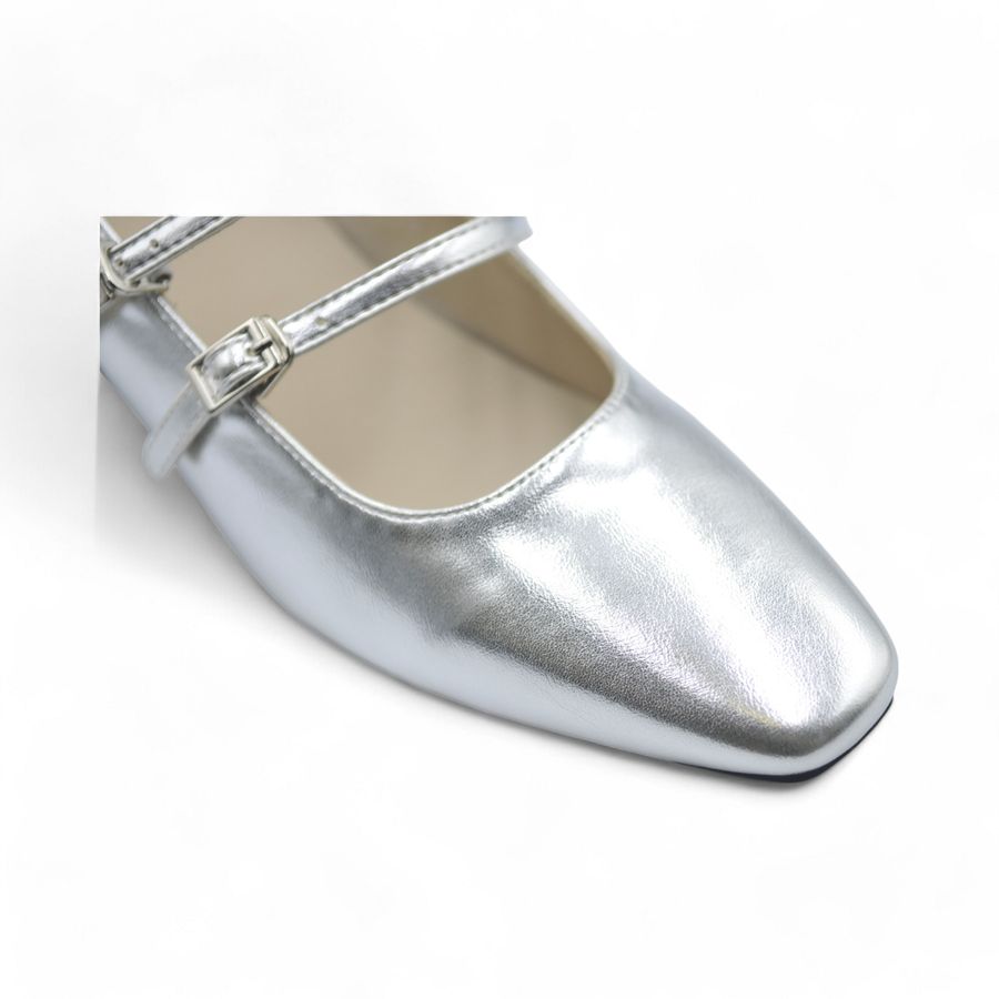 Giày Búp Bê Nữ TGG UN5995-2 Màu Bạc Da Mềm Size 35