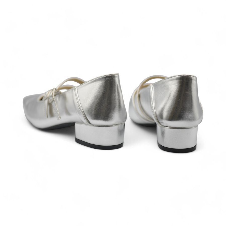 Giày Búp Bê Nữ TGG UN5995-2 Màu Bạc Da Mềm Size 35