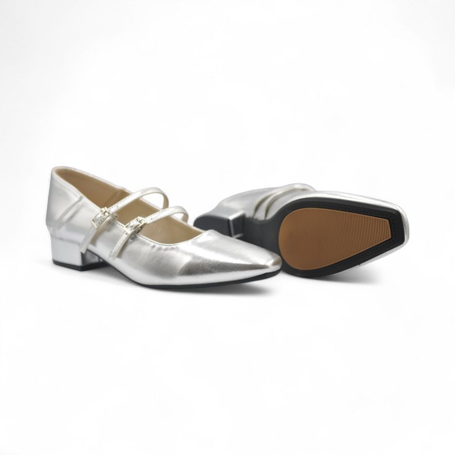 Giày Búp Bê Nữ TGG UN5995-2 Màu Bạc Da Mềm Size 39