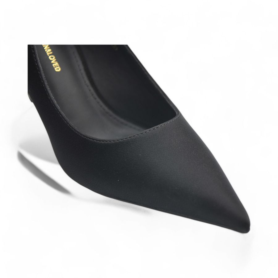 Giày Cao Gót Nữ TGG 528-11 Màu Đen Da Lụa Size 37