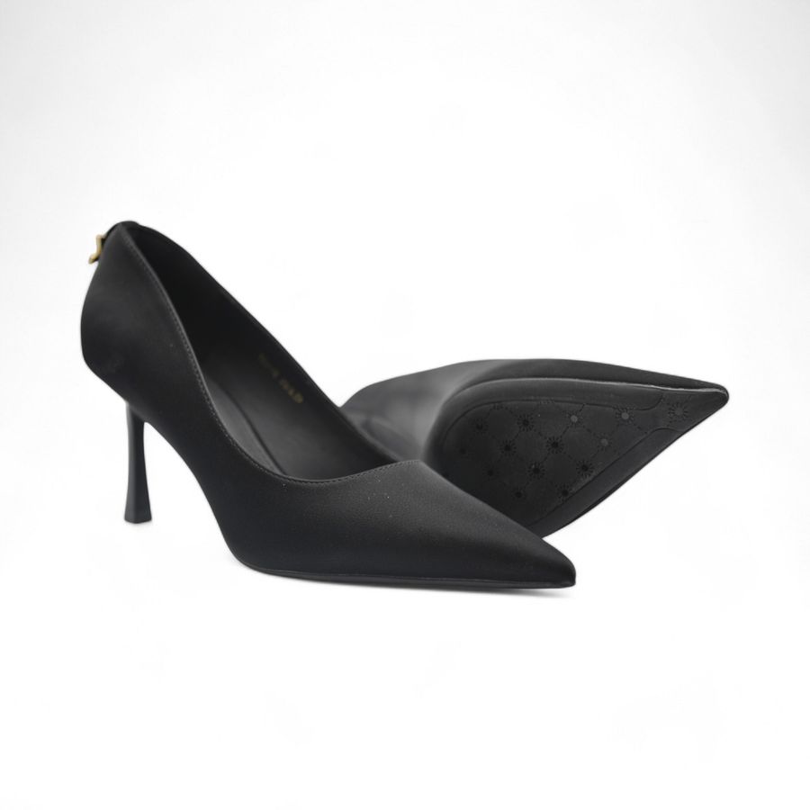 Giày Cao Gót Nữ TGG 528-11 Màu Đen Da Lụa Size 37