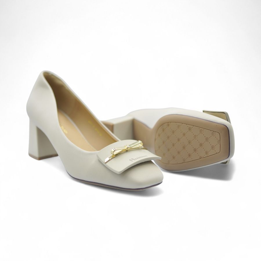 Giày Cao Gót Nữ TGG 616-10 Màu Kem Da Lụa Size 37