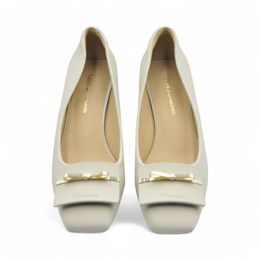 Giày Cao Gót Nữ TGG 616-10 Màu Kem Da Lụa Size 37