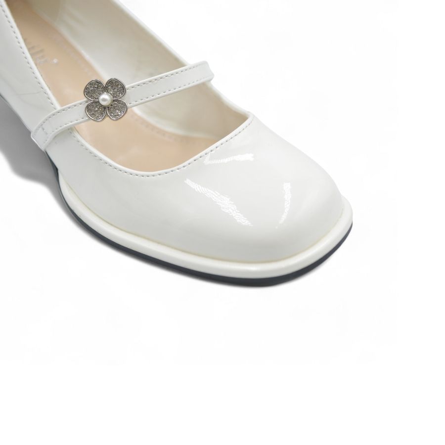 Giày Cao Gót Nữ TGG 666-A80 Màu Trắng Da Bóng Size 36