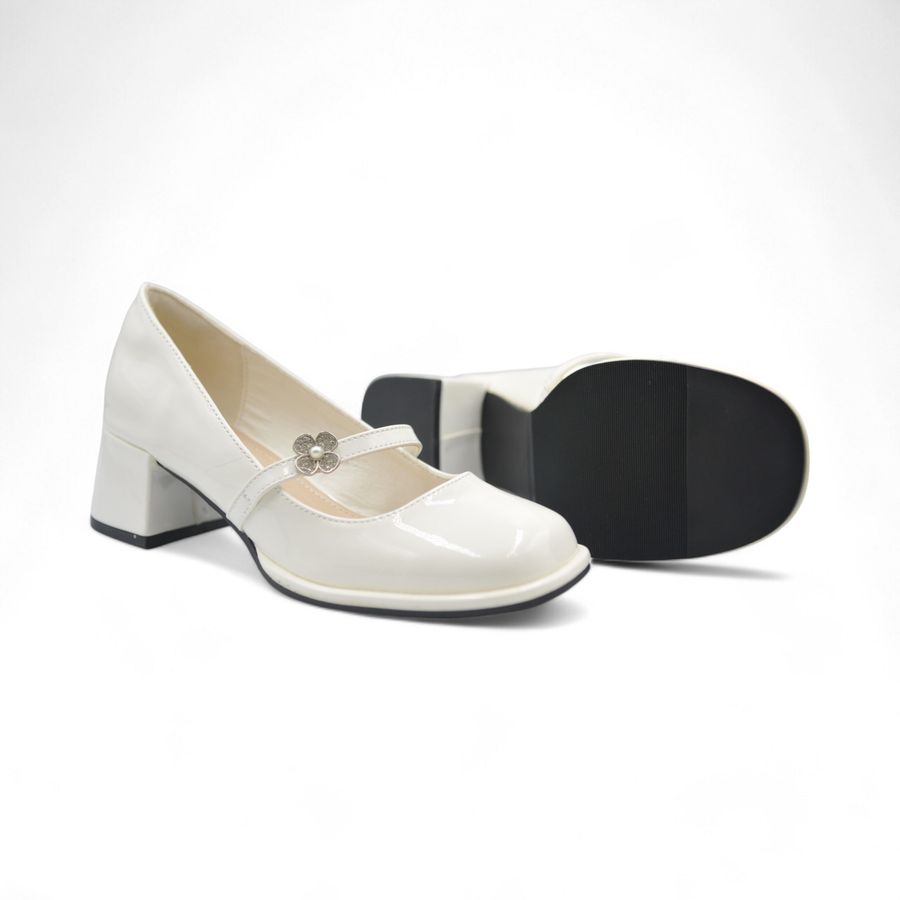 Giày Cao Gót Nữ TGG 666-A80 Màu Trắng Da Bóng Size 36