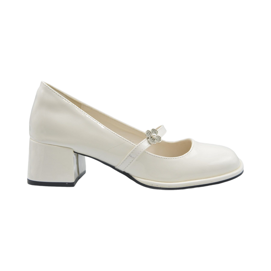 Giày Cao Gót Nữ TGG 666-A80 Màu Trắng Da Bóng Size 36