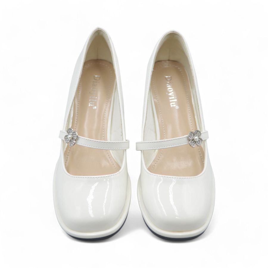 Giày Cao Gót Nữ TGG 666-A80 Màu Trắng Da Bóng Size 36