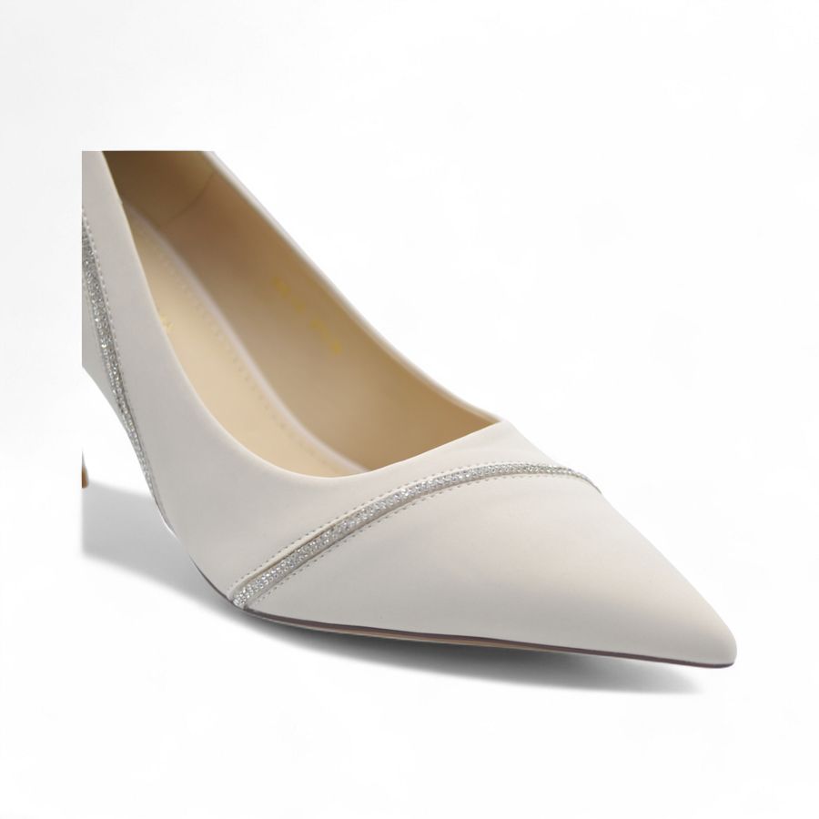 Giày Cao Gót Nữ TGG 698-10 Màu Be Nhũ Lụa Size 38