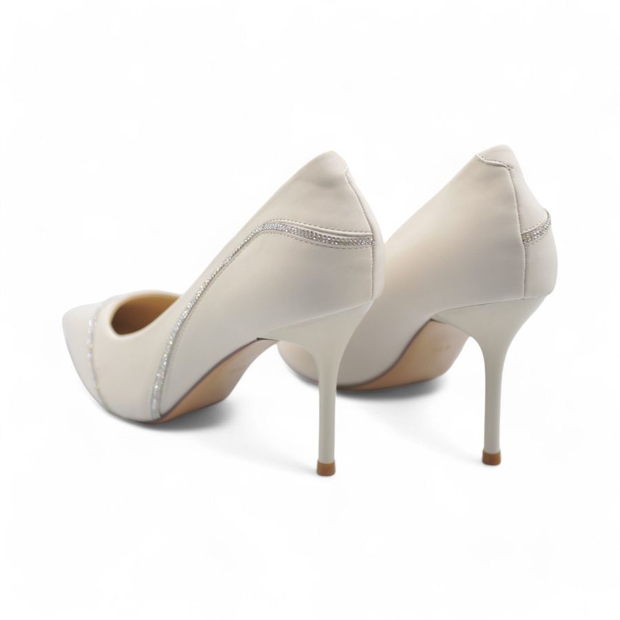 Giày Cao Gót Nữ TGG 698-10 Màu Be Nhũ Lụa Size 38