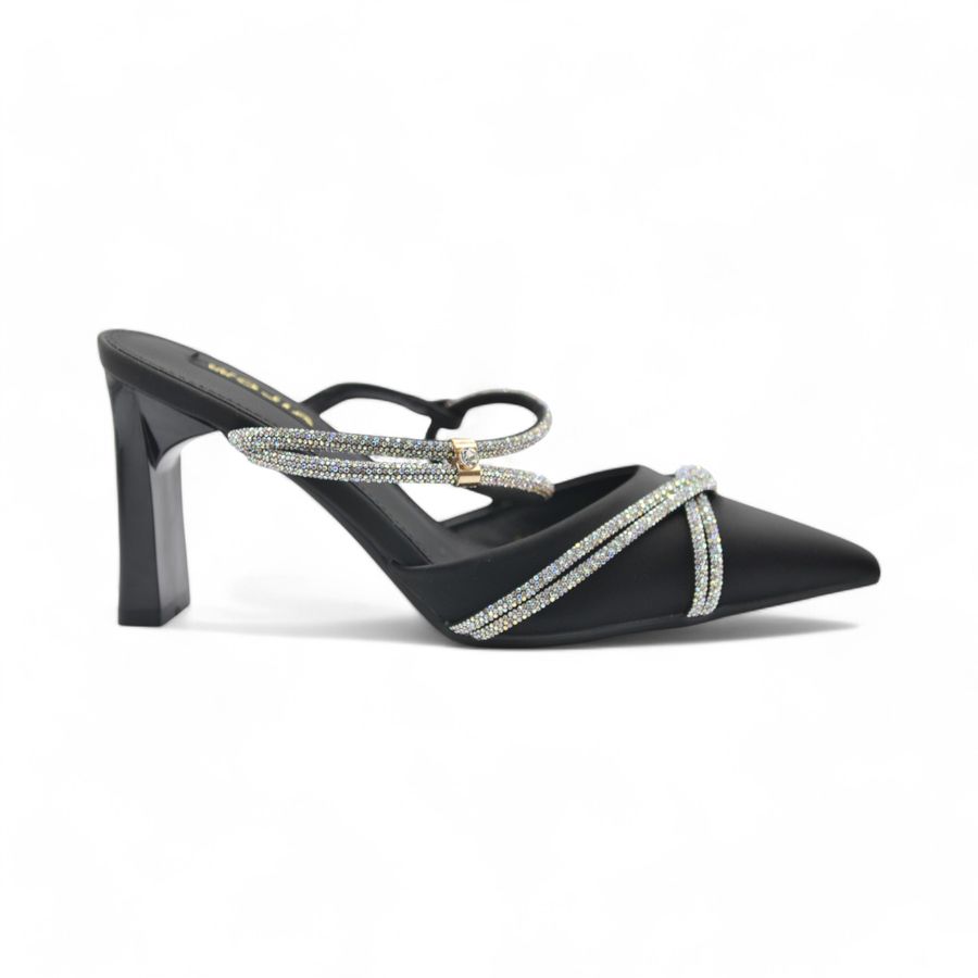 Giày Cao Gót Nữ TGG 8141-1 Màu Đen Da Lụa Size 38