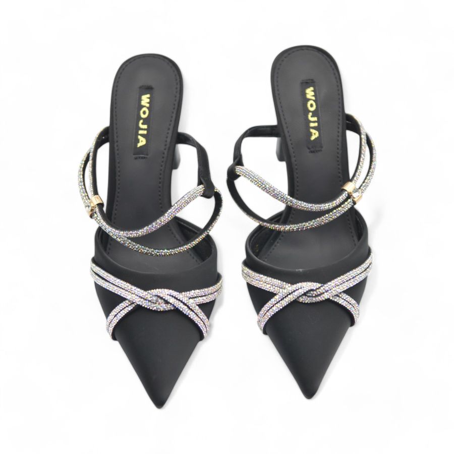 Giày Cao Gót Nữ TGG 8141-1 Màu Đen Da Lụa Size 38