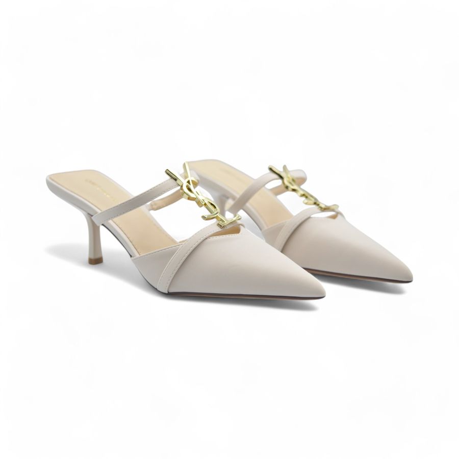 Giày Cao Gót Nữ TGG 825-23 Xi Lụa Màu Be Size 37