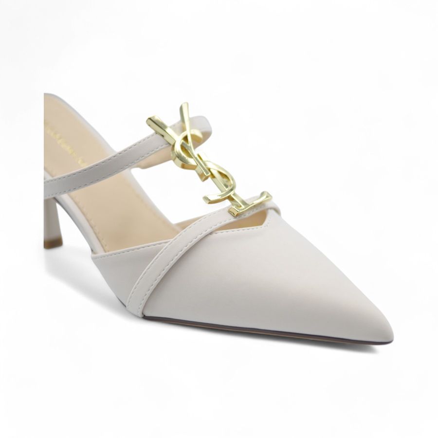 Giày Cao Gót Nữ TGG 825-23 Xi Lụa Màu Be Size 37