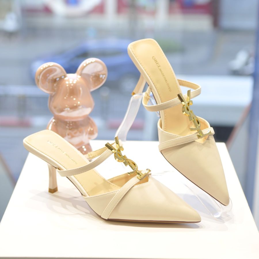 Giày Cao Gót Nữ TGG 825-23 Xi Lụa Màu Be Size 37