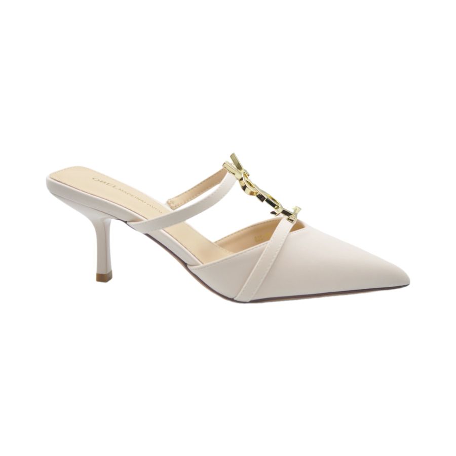 Giày Cao Gót Nữ TGG 825-23 Xi Lụa Màu Be Size 37